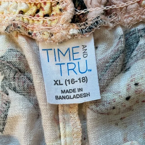 Floral Print Women's Tie Front Elastic Waist Linen Shorts - Picture 3 of 7